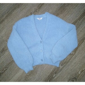 Juniors No Boundaries Blue Fluffy Cardigan L